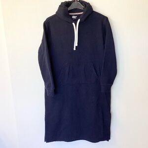 Lands’ End Long Sleeve Hooded Lounger Sweatshirt Dress - Navy - S